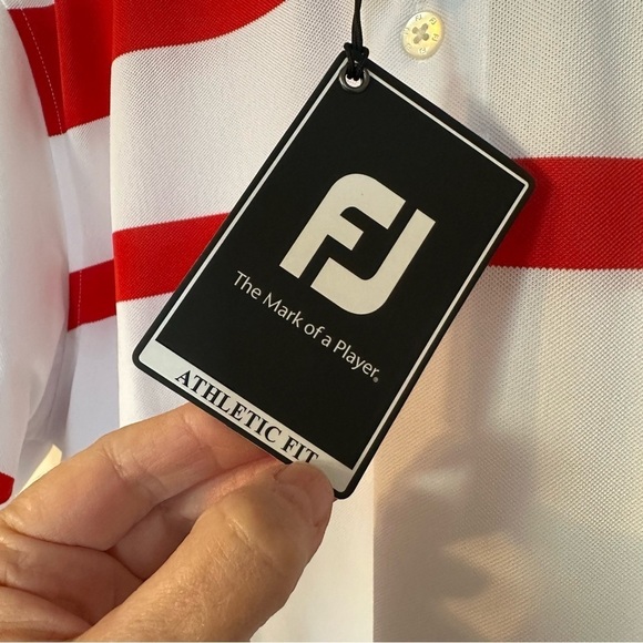 FootJoy Red & White Polo Shirt Short Sleeves Crowborough Beacon Golf Club Sz XL - Picture 7 of 12